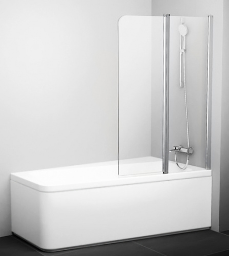 Шторка для ванны Ravak 10° 10CVS2 100x150 профиль полированный алюминий, стекло прозрачное, левая фото 2