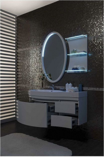 Зеркало Aquanet Опера 70 212365 с полкой с подсветкой Белое фото 3