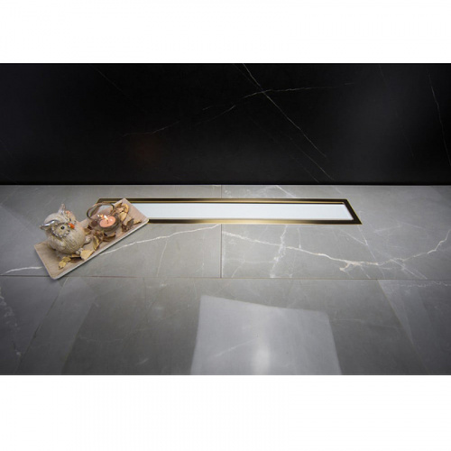 Душевой лоток Pestan Confluo Premium Line 650 White Glass Gold 13100122 с решеткой Белый глянцевый Золото глянцевое фото 7