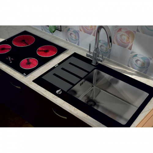 Кухонная мойка ZorG Glass GL-7851-BLACK Черный / Хром фото 2