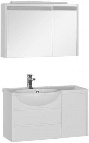 Зеркальный шкаф Aquanet Лайн 90 165582 с подсветкой L Белый фото 3