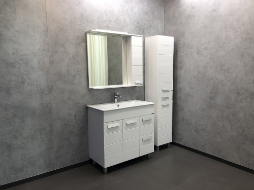 Зеркало со шкафом Comforty Модена М-90 00-00001641 с подсветкой Белое матовое фото 11