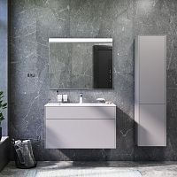 Комплект мебели для ванной AM.PM Inspire V2.0 100 BK50GD Серый матовый со смесителем для раковины и аксессуарами