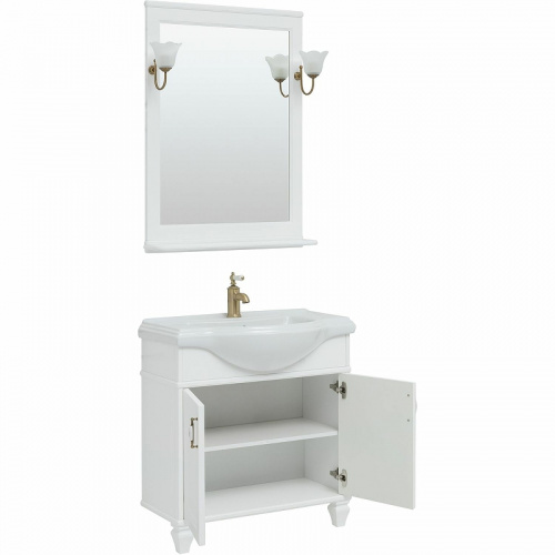 Комплект мебели для ванной Aquanet Валенса New Классик 80 273554 подвесной Белый матовый фото 2