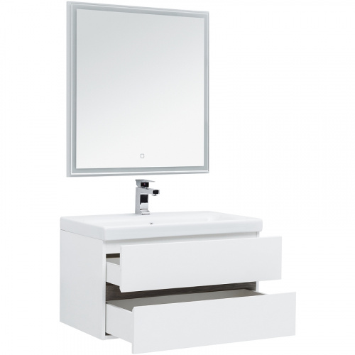 Комплект мебели для ванной Aquanet Беркли 80 258909 подвесной Белый Дуб рошелье фото 4