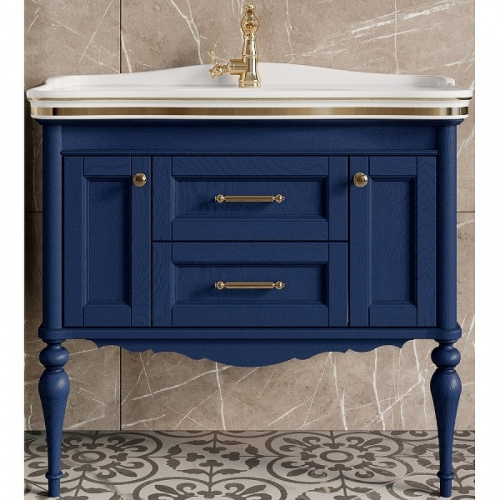 Комплект мебели для ванной ValenHouse Эстетика 100 ES100_КСЗ Синий ручки Золото фото 2