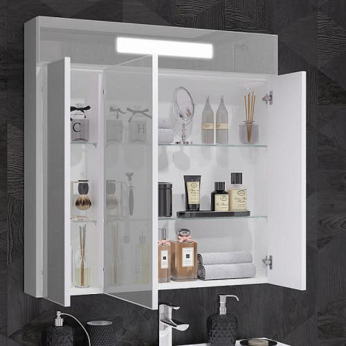 Зеркальный шкаф Opadiris Фреш 80 Z0000010398 с подсветкой Белый фото 6