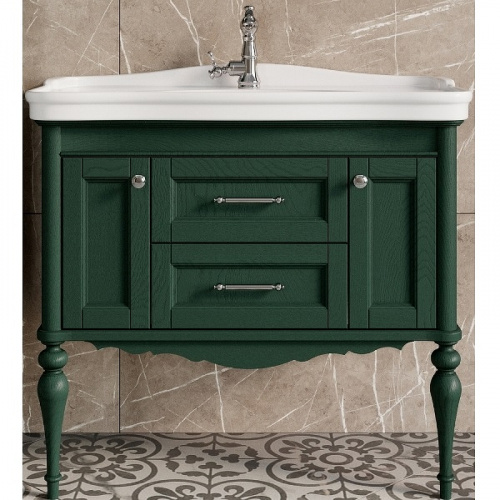 Комплект мебели для ванной ValenHouse Эстетика 100 ES100_КЗХ Зеленый ручки Хром фото 2
