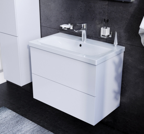 Комплект мебели для ванной AM.PM Gem 75 BK90GA Белый со смесителем для раковины и аксессуарами фото 4