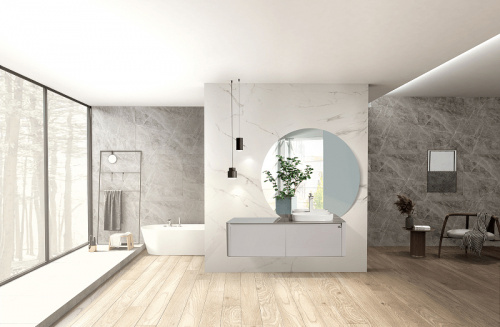 Комплект мебели для ванной Black&White Universe U915.1400 R подвесной Серый фото 9