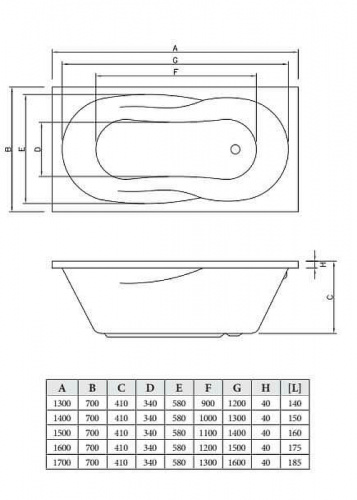 Акриловая ванна C-Bath Vesta 150x70 CBQ005003 без гидромассажа фото 4