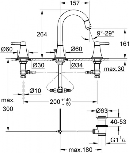 Смеситель для раковины Grohe Grandera 20389IG0 Хром Золото фото 4