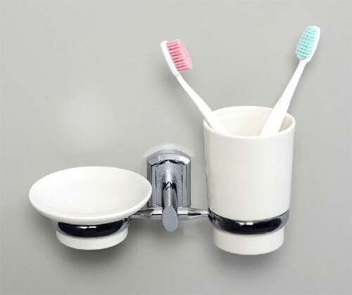 Стакан для зубных щеток с мыльницей WasserKRAFT K-28126 Хром Белый фото 2