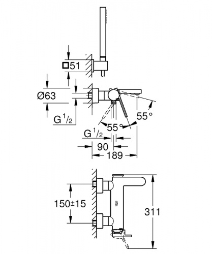 Смеситель для ванны Grohe Plus 33547003 Хром фото 3