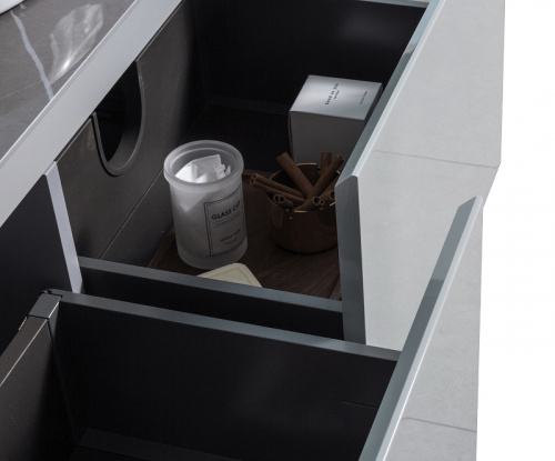 Комплект мебели для ванной Black&White Universe U915.1600 R подвесной Серый фото 5