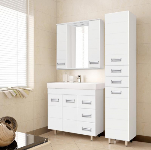 Зеркало со шкафом Style Line Ирис 65 С с подсветкой Белый глянец фото 2