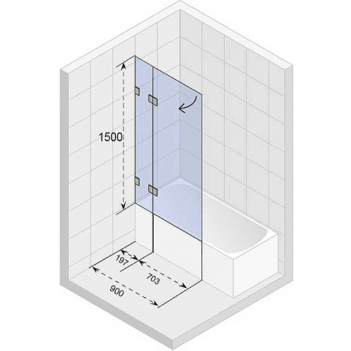 Шторка на ванну Riho VZ Scandic NXT X109 90x150 P GX00192C2 профиль Хром стекло прозрачное фото 3