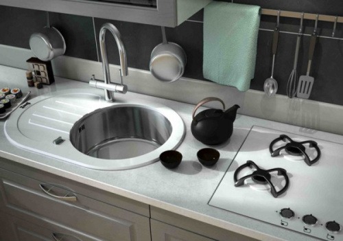 Кухонная мойка ZorG Glass GL-7851-OV-WHITE Нержавеющая сталь / Белый фото 2