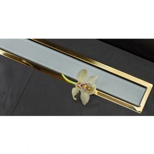 Душевой лоток Pestan Confluo Premium Line 300 White Glass Gold 13100119 с решеткой Белый глянцевый Золото глянцевое фото 8