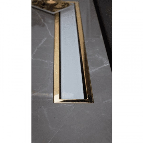 Душевой лоток Pestan Confluo Premium Line 300 White Glass Gold 13100119 с решеткой Белый глянцевый Золото глянцевое фото 4
