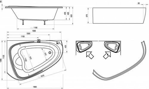 Акриловая ванна Ravak LoveStory II 196x139 L C751000000 без гидромассажа фото 2