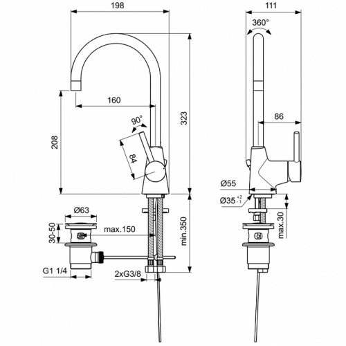 Смеситель для раковины Ideal Standard Ceraline BC195AA Хром фото 2