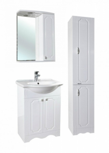 Зеркало со шкафом Bellezza Кантри 55 с подсветкой R Белое фото 3