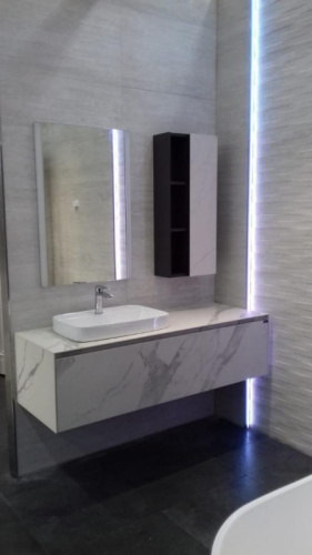 Комплект мебели для ванной Black&White Universe U911.1500 подвесной Серый фото 6