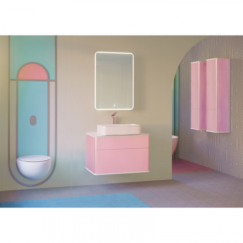 Зеркальный шкаф Jorno Pastel 46 Pas.03.46/PI с подсветкой Розовый иней фото 3