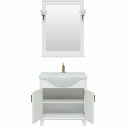 Комплект мебели для ванной Aquanet Валенса New Классик 80 273554 подвесной Белый матовый фото 4