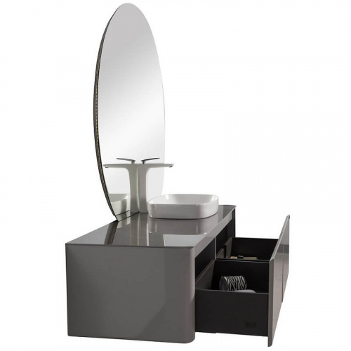 Комплект мебели для ванной Black&White Universe U915.1400 R подвесной Серый фото 3