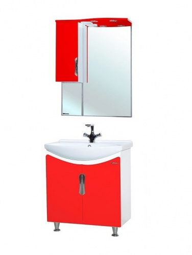 Зеркало со шкафом Bellezza Лагуна 65 4612110001035 с подсветкой R Красное Белое фото 2