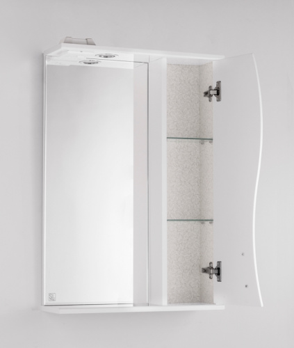 Зеркало со шкафом Style Line Эко волна Панда 55 С с подсветкой Белый глянец фото 8