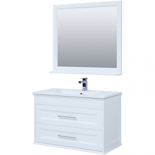 Комплект мебели для ванной Aquanet Бостон M 100 258284 подвесной Белый матовый фото 2