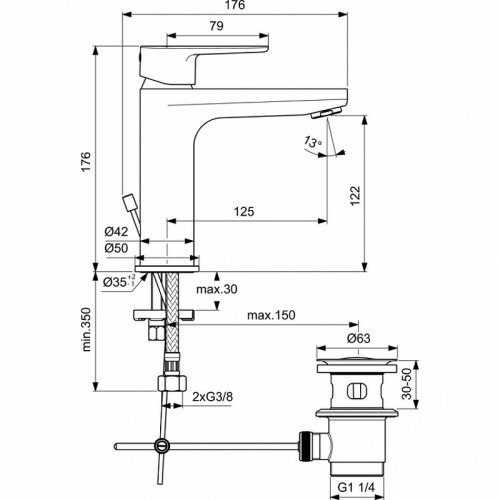 Комплект смесителей Ideal Standard Ceratherm T100 BC985AA Хром фото 9