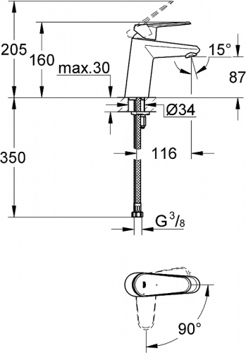 Смеситель для раковины Grohe Eurodisc Cosmopolitan 2338220E Хром фото 7