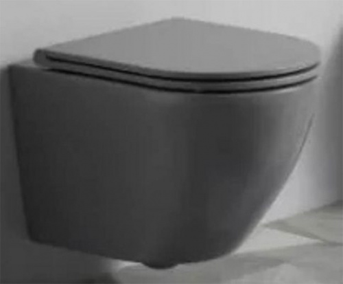 Унитаз CeramaLux 2197MG подвесной Серый матовый с сиденьем Микролифт фото 2