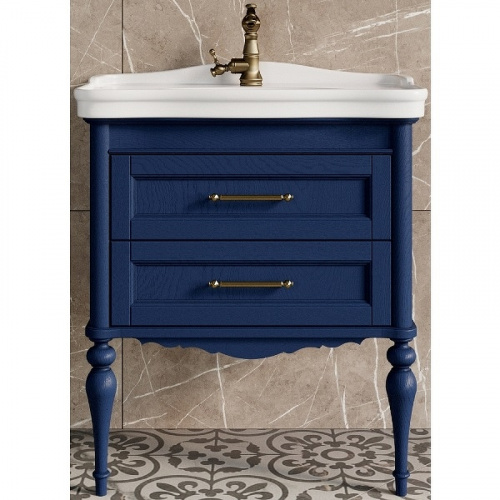 Комплект мебели для ванной ValenHouse Эстетика 80 ES80_КСБ Синий ручки Бронза фото 2