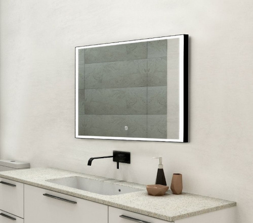 Зеркало Art&Max Arezzo AM-Are-1000-800-DS-FC-H-Nero с подсветкой с сенсорным выключателем Черное фото 2