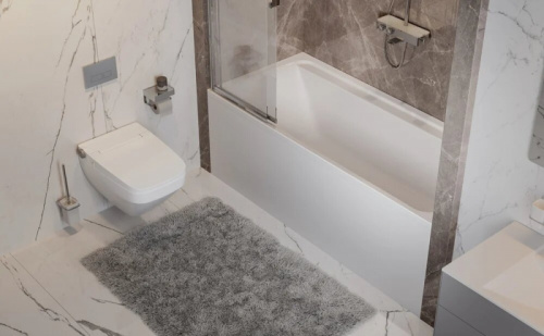 Комплект мебели для ванной AM.PM Inspire V2.0 100 UK50SD подвесной Серый матовый со смесителем с унитазом с инсталляцией с акриловой ванной на каркасе с душевой шторкой и душевой системой и аксессуарами фото 5