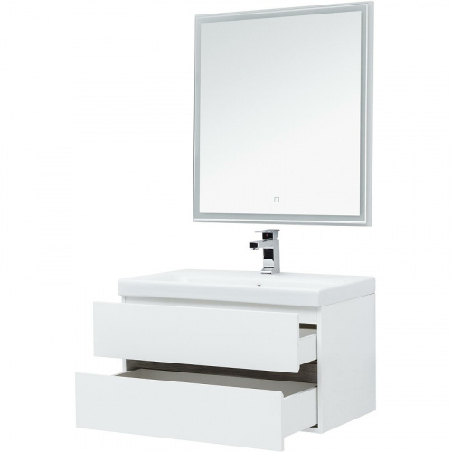 Комплект мебели для ванной Aquanet Беркли 80 258909 подвесной Белый Дуб рошелье фото 6