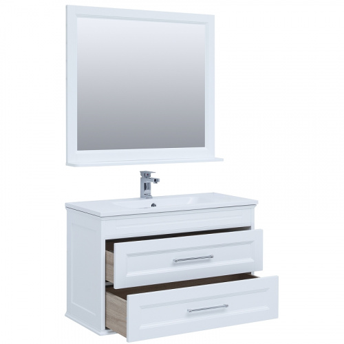 Комплект мебели для ванной Aquanet Бостон M 100 258284 подвесной Белый матовый фото 4