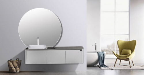Комплект мебели для ванной Black&White Universe U915.1600L подвесной Серый Белый фото 10