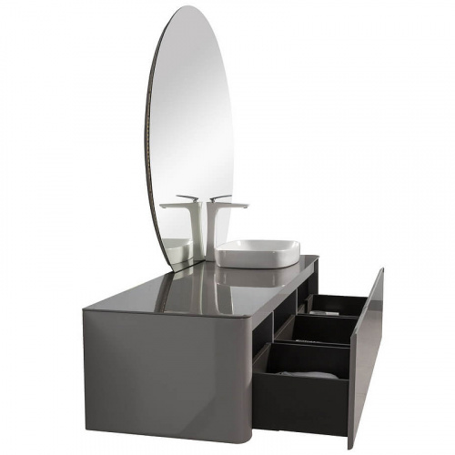 Комплект мебели для ванной Black&White Universe U915.1600 R подвесной Серый фото 3