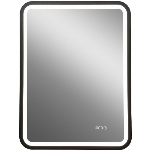 Зеркало Art&Max Genova AM-Gen-600-800-S-F-Т с подсветкой с сенсорным выключателем Черное фото 2