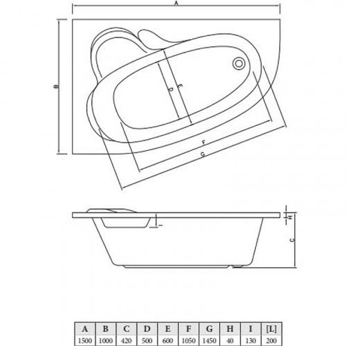 Акриловая ванна C-Bath Atlant 150x100 CBA00102L без гидромассажа фото 4