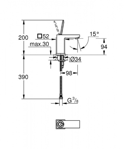 Смеситель для раковины Grohe Eurocube Joy 23656000 Хром фото 3