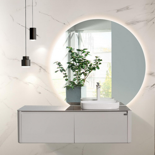 Комплект мебели для ванной Black&White Universe U915.1400 R подвесной Серый фото 7