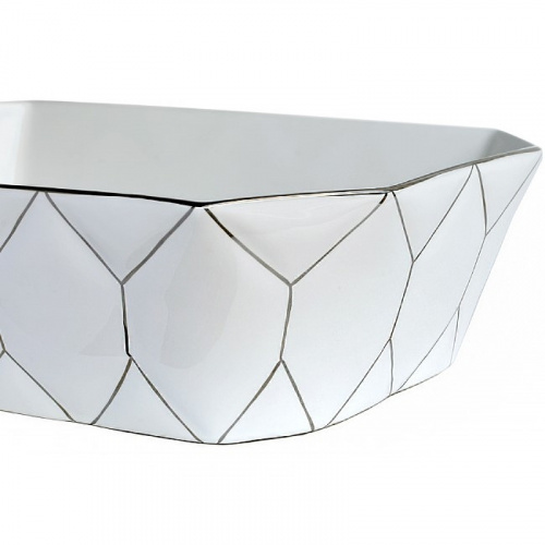 Раковина-чаша Bronze de Luxe 50 1398SL Белый глянец с серебряным декором фото 3