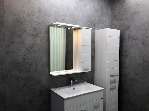 Зеркало со шкафом Comforty Модена М-75 00-00001640 с подсветкой Белое матовое фото 3